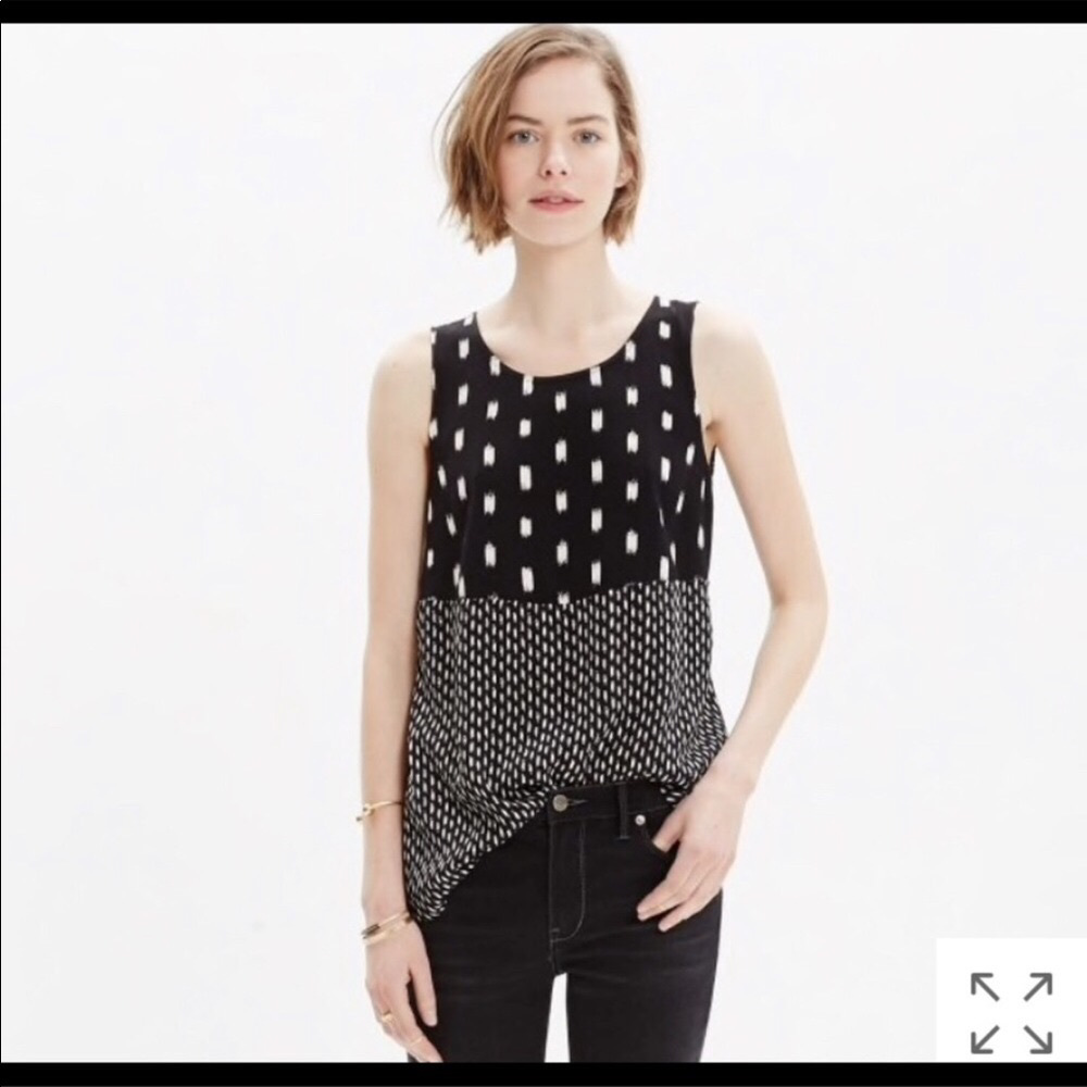 Madewell Sunbase Black Ikat Print top Medium